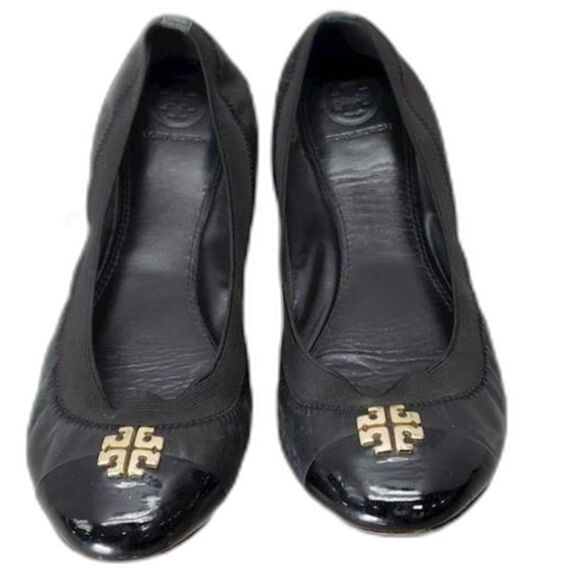 Tory Burch Black Leather Ballet Flats - Size 8.5 - Picture 1 of 6